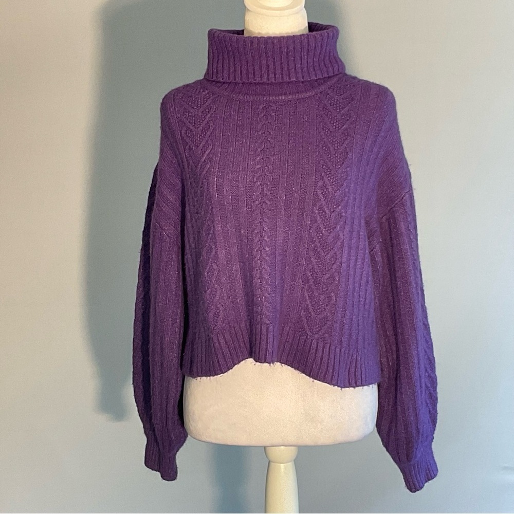 H&M Divided Purple Cable Knit Turtleneck Sweater M - Picture 14 of 16